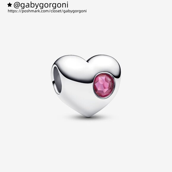 Pandora Engravable Pink Stone Heart Charm - Picture 1 of 5